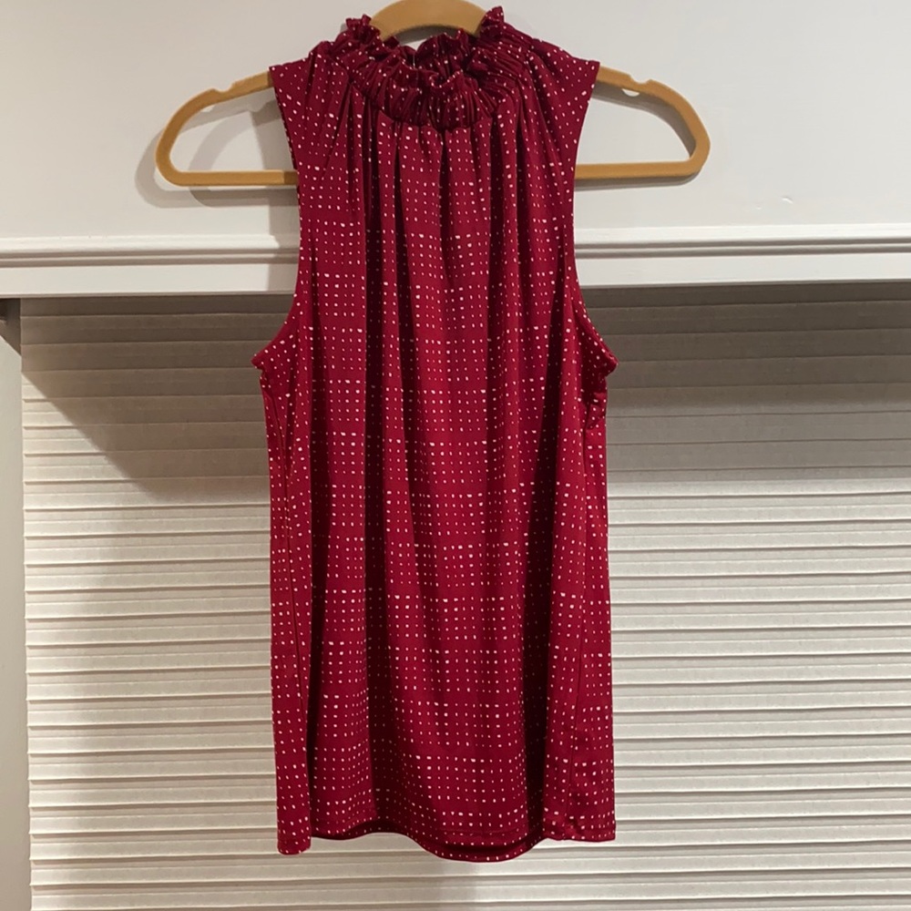 NWT polka dot tank with gathered neckline